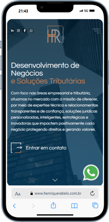 Exemplo de site de advogado - Henrique Rabelo